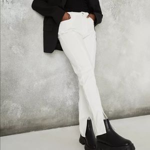 Missguided split front white jeans